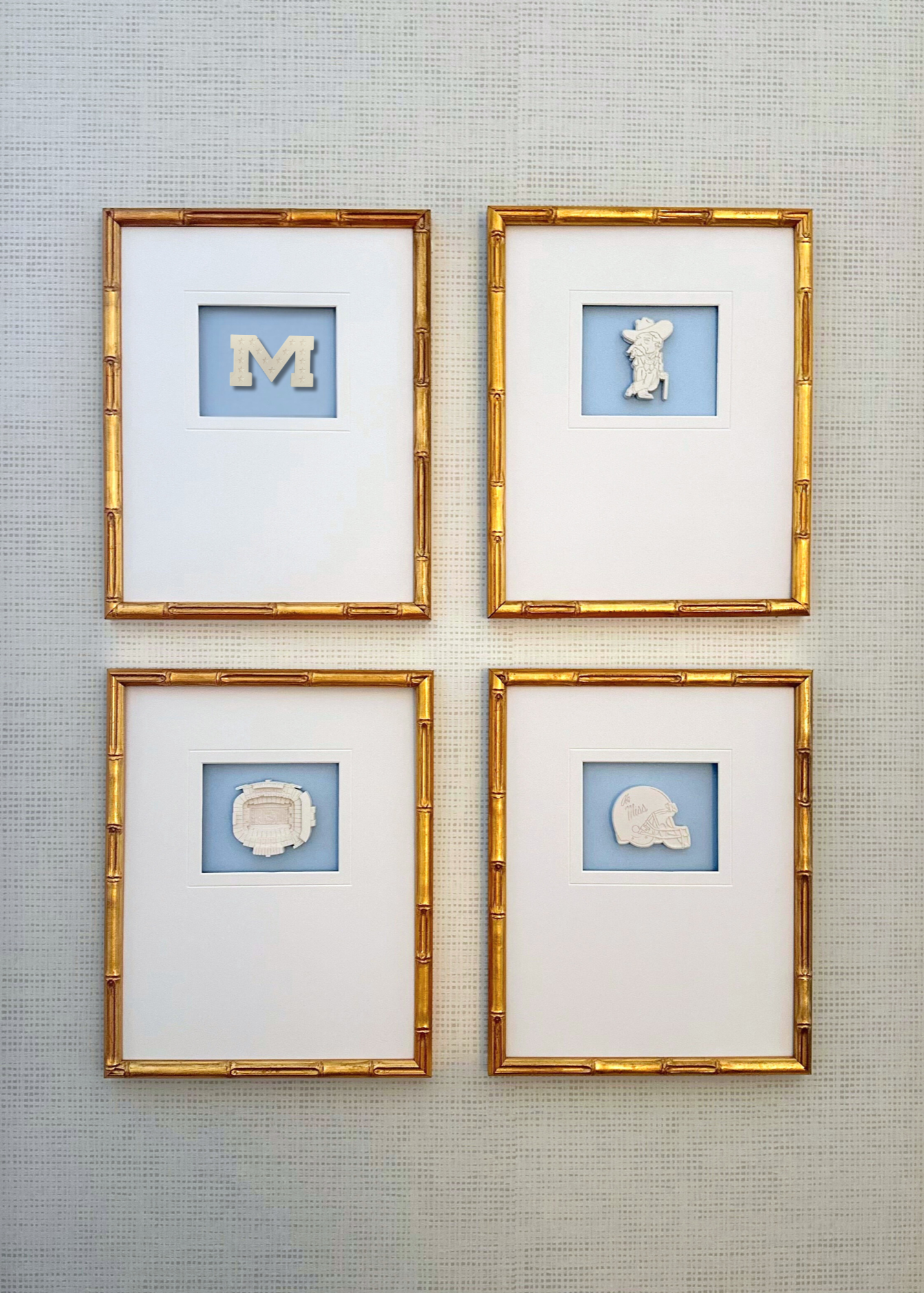 Set of 4 Ole Miss Intaglios 11x14