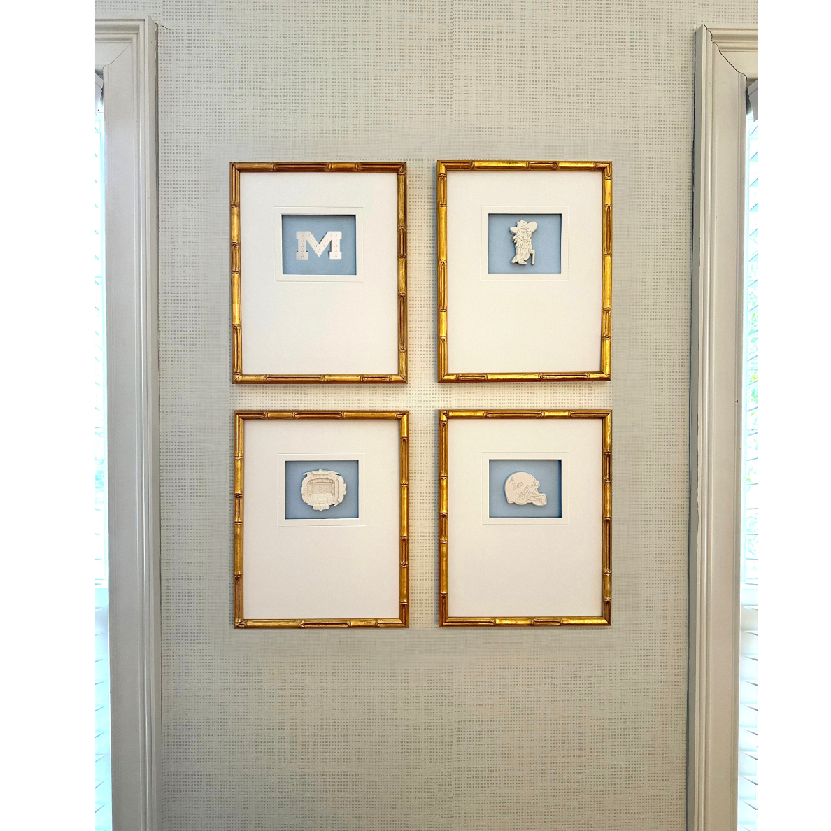 Set of 4 Ole Miss Intaglios 11x14