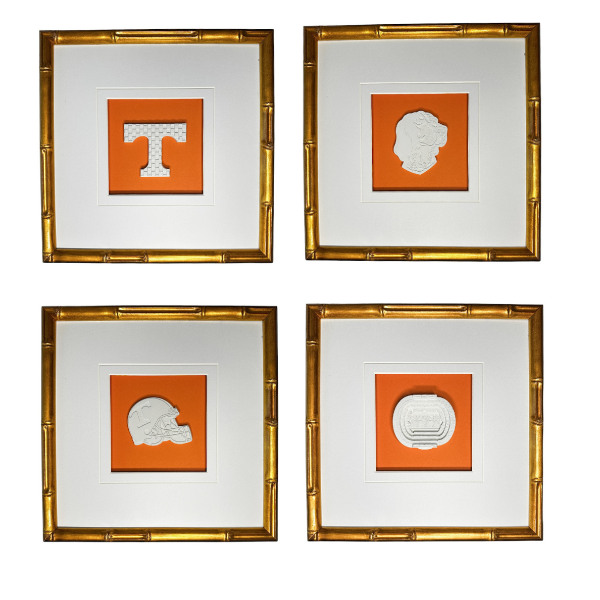 Set of 4 University of Tennessee Intaglios 10x10