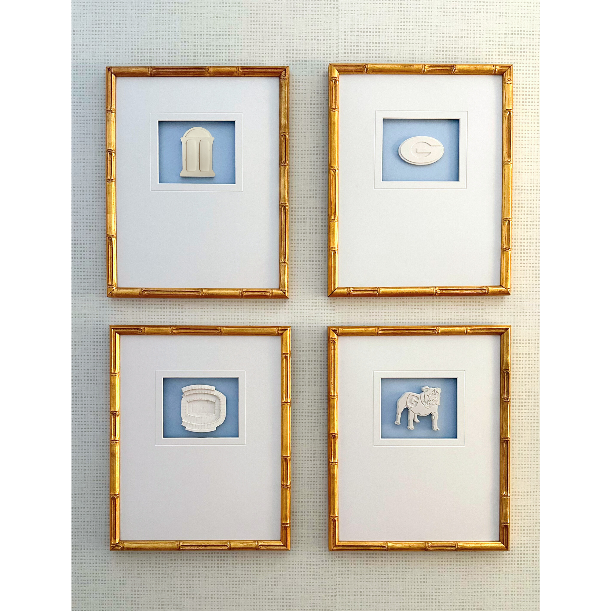 Set of 4 University of Georgia Intaglios 11x14