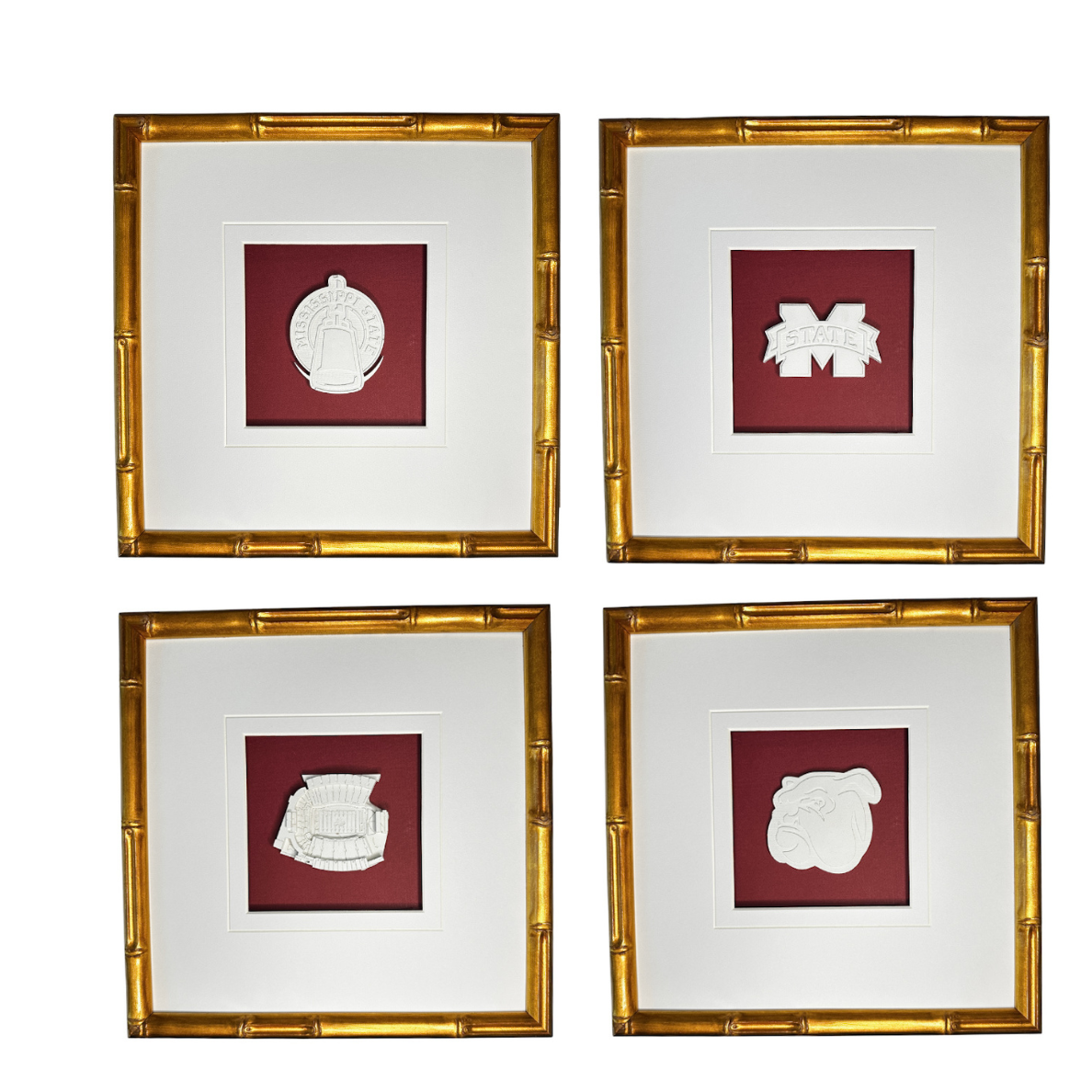 Set of 4 Mississippi State University Intaglios 10x10