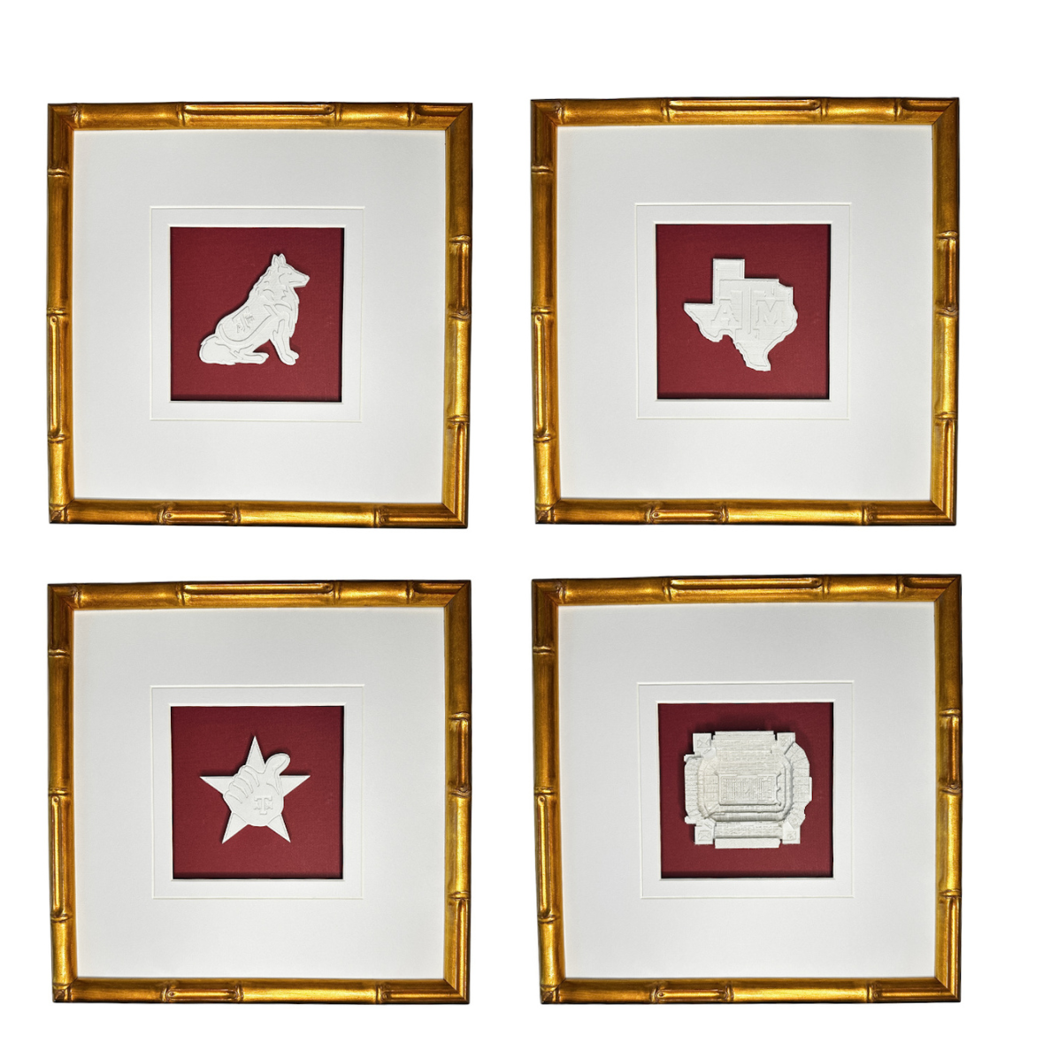 Set of 4 Texas A+M University Intaglios 10x10