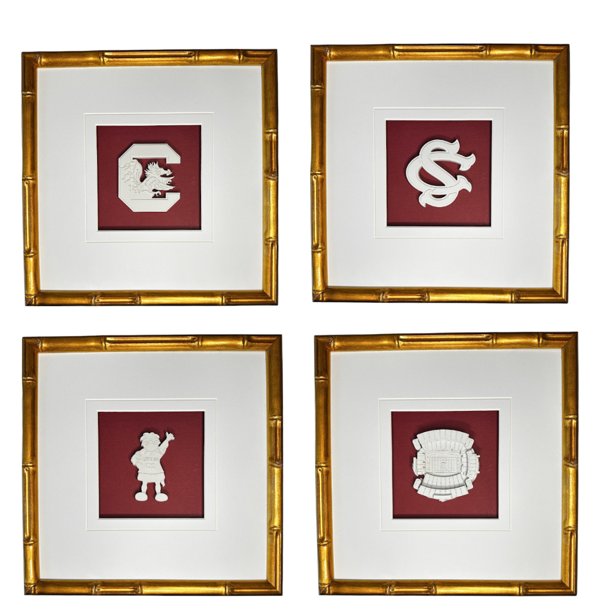 Set of 4 University of South Carolina Intaglios 10x10