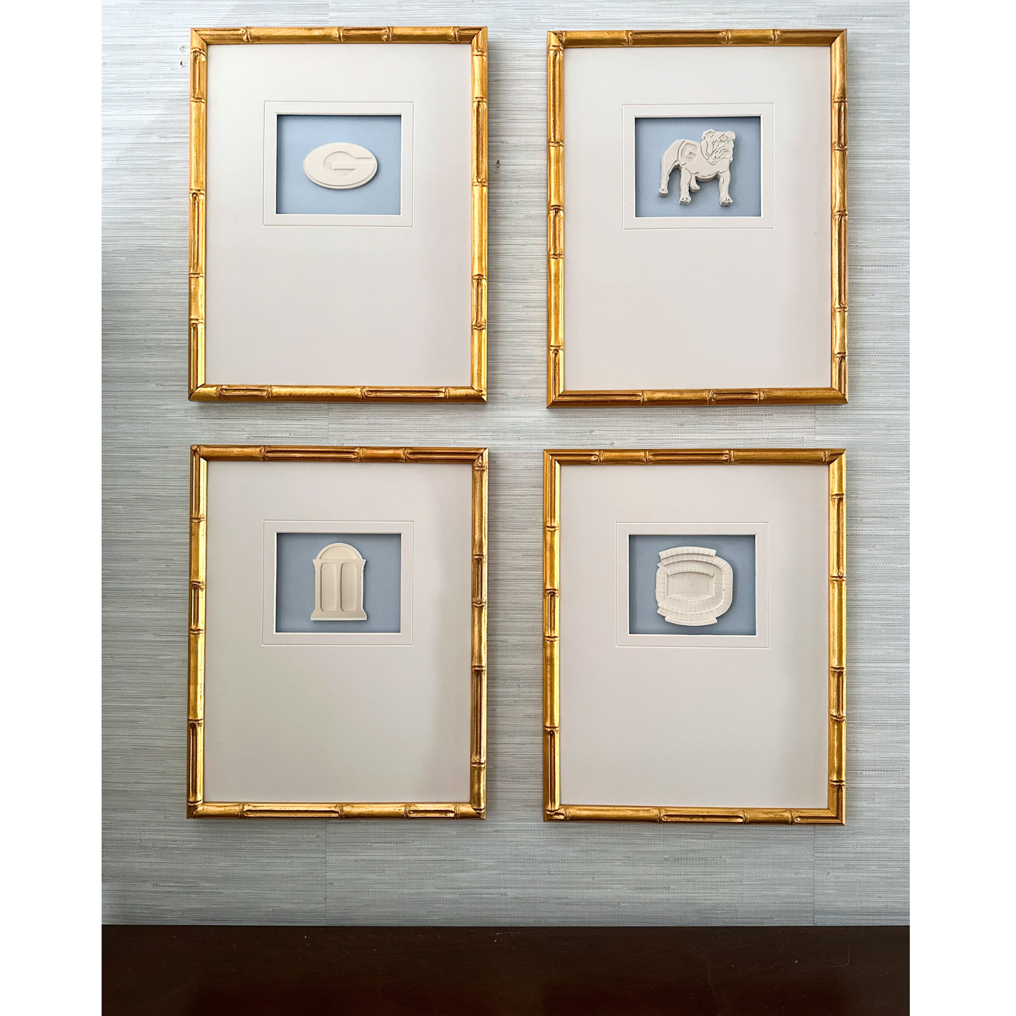 Set of 4 University of Georgia Intaglios 11x14