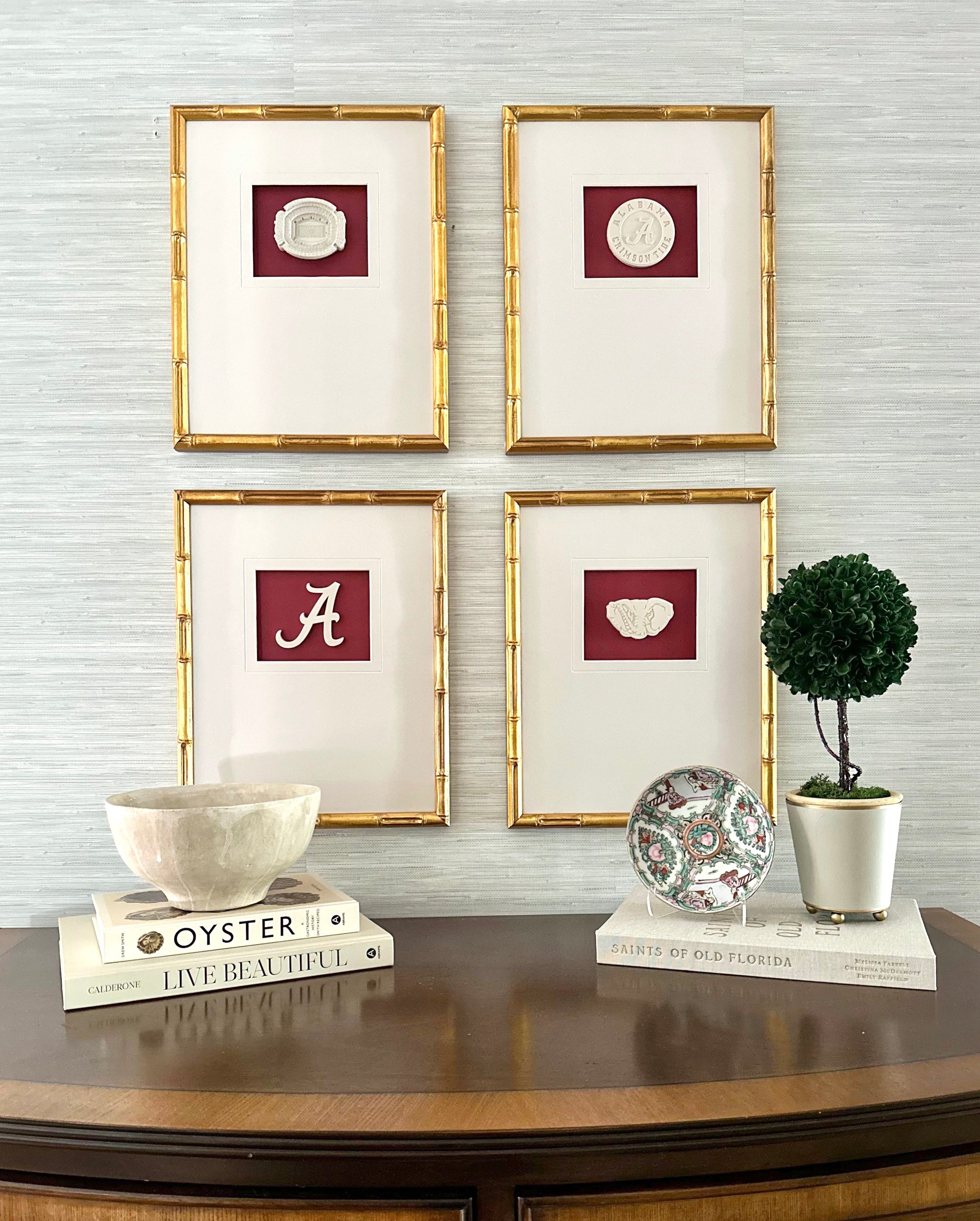 Set of 4 University of Alabama Intaglios 11x14